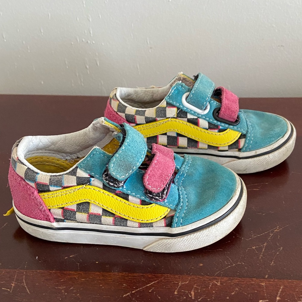 Vans Kids Sneakers - Blue, Pink, Yellow Checkered